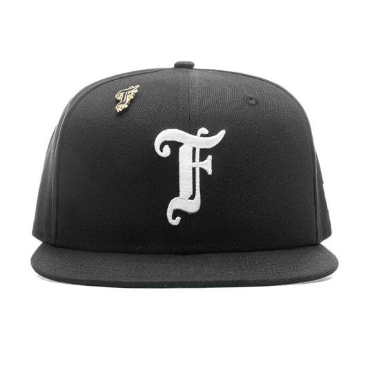 Feature x New Era Old English F Snapback Hat w/ Pin - Black