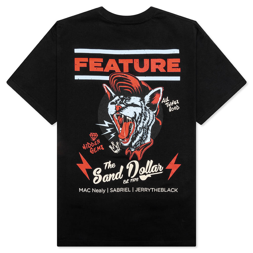 Feature x Sand Dollar Black Cat Tee - Black