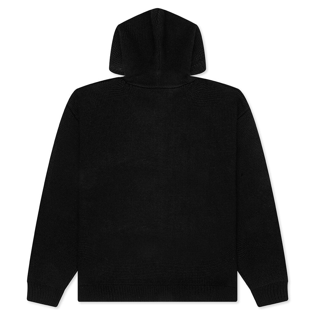 Felt Patch Knit Hood - Black