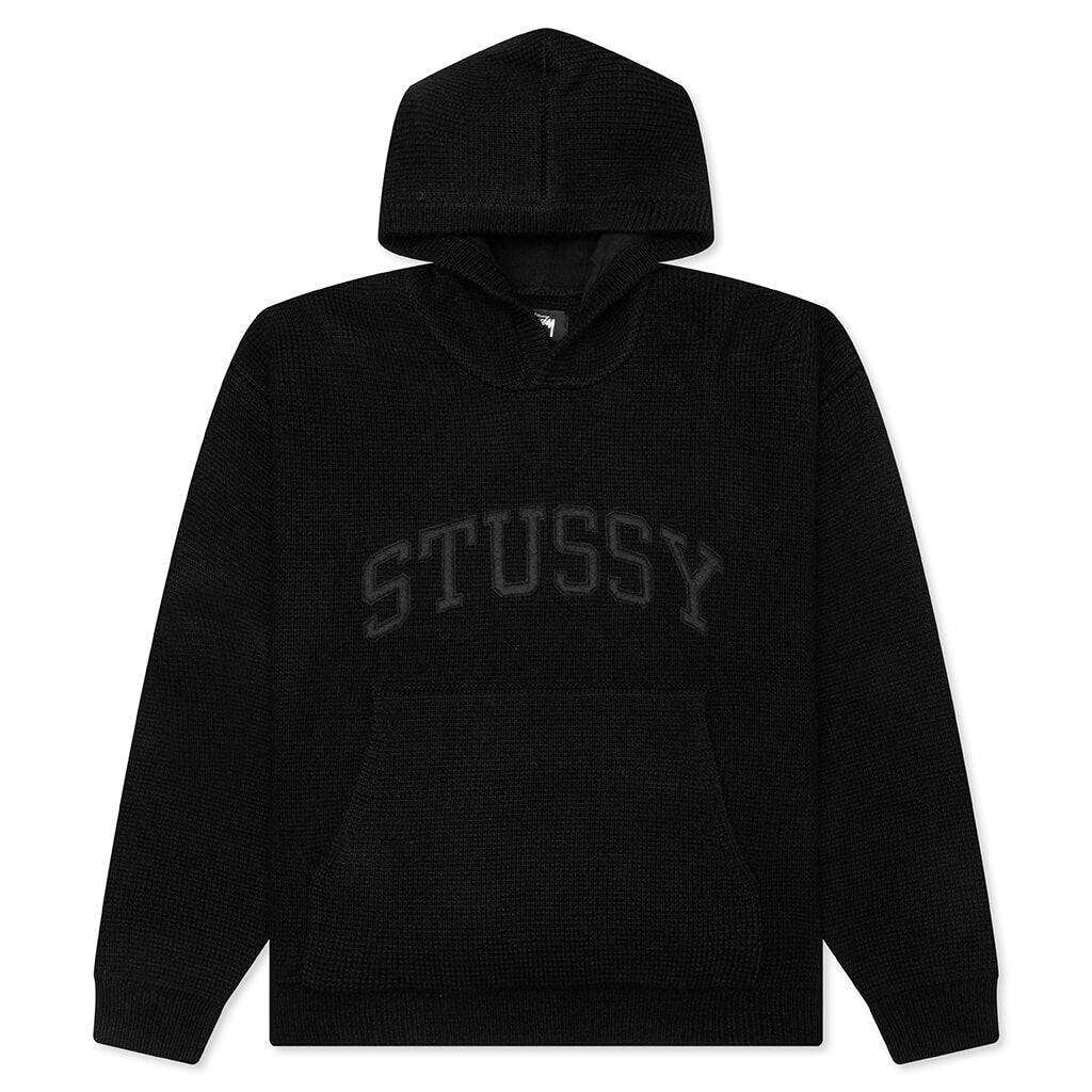 Felt Patch Knit Hood - Black