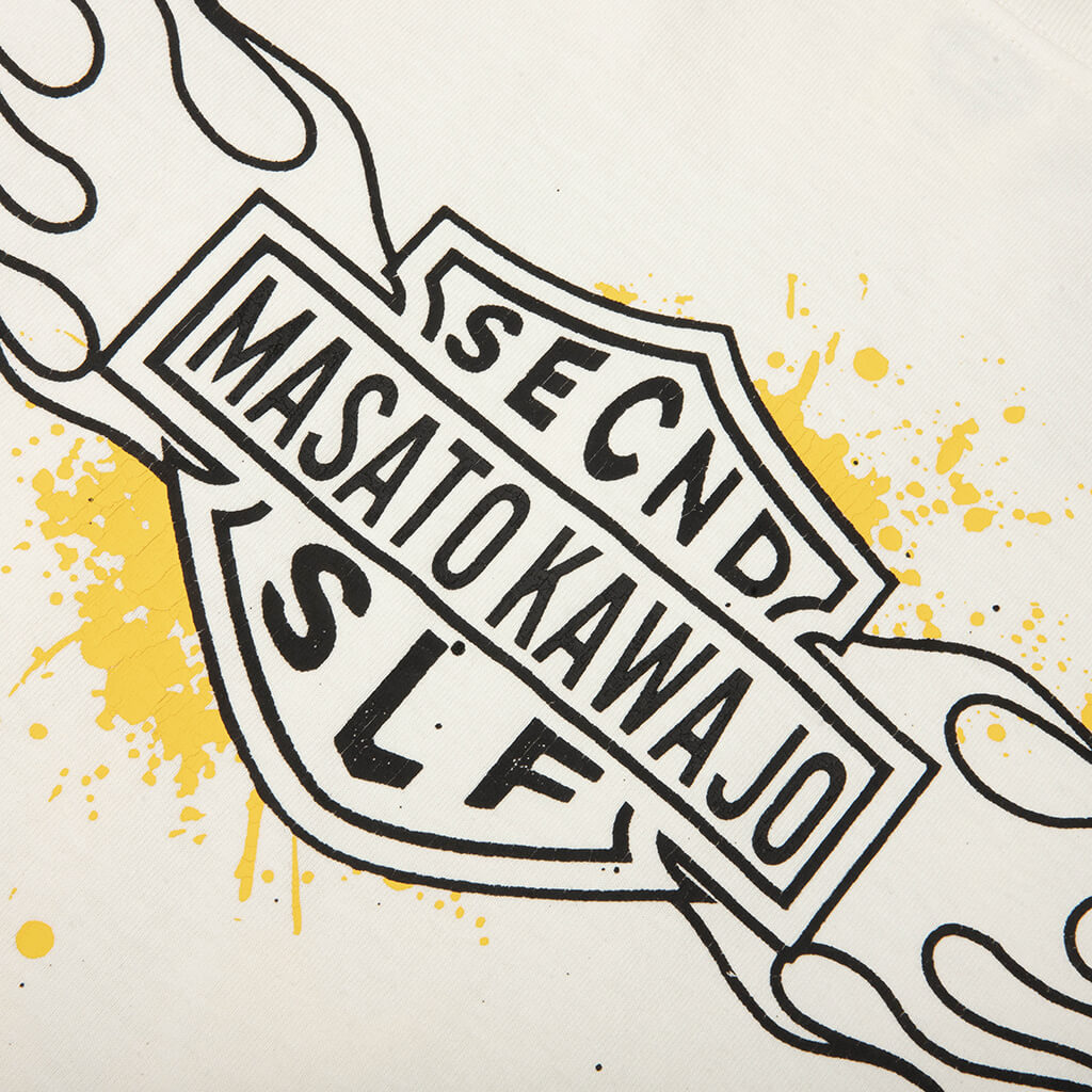 SeCND SLF x Masato Kawajo Firestorm Vintage L/S - Vintage White/Yellow