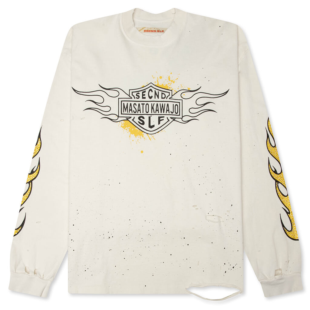 SeCND SLF x Masato Kawajo Firestorm Vintage L/S - Vintage White/Yellow