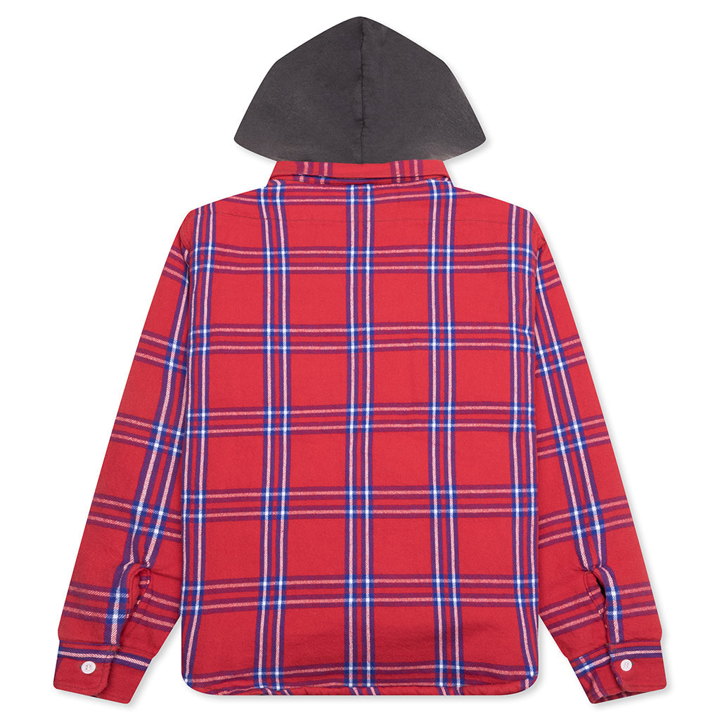 Flannel Quilt Shirt Jacket - Red