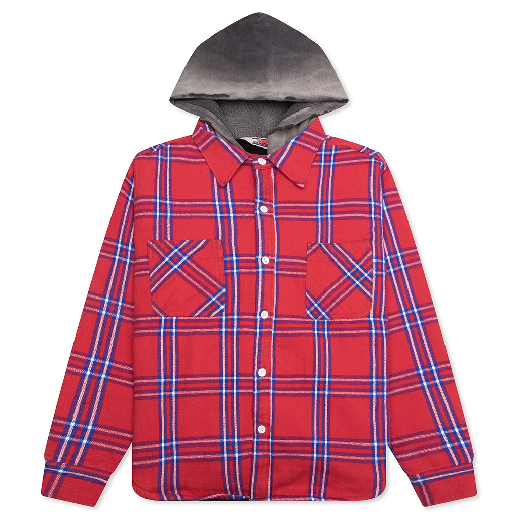 Flannel Quilt Shirt Jacket - Red