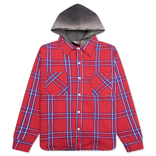 Flannel Quilt Shirt Jacket - Red