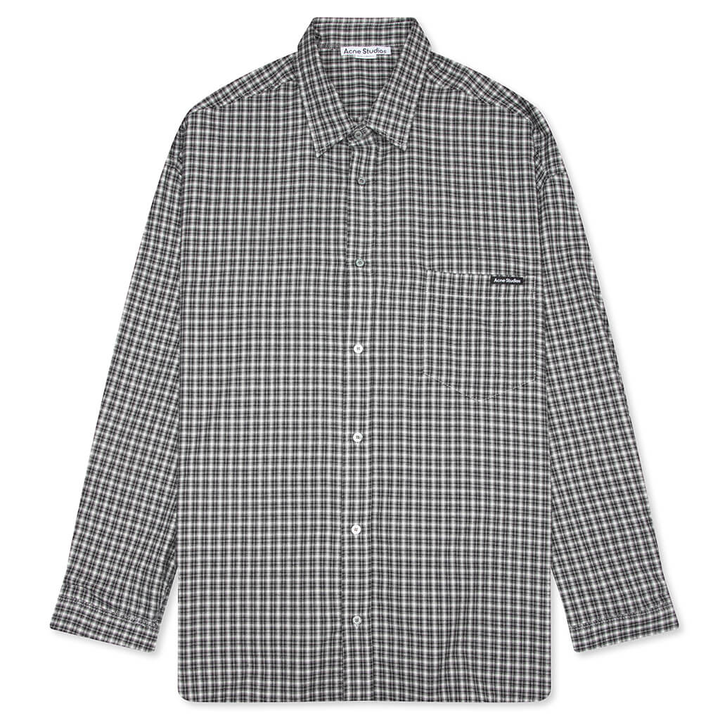 Flannel Button-Up Shirt - Black/White