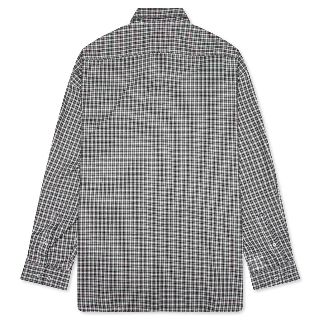 Flannel Button-Up Shirt - Black/White