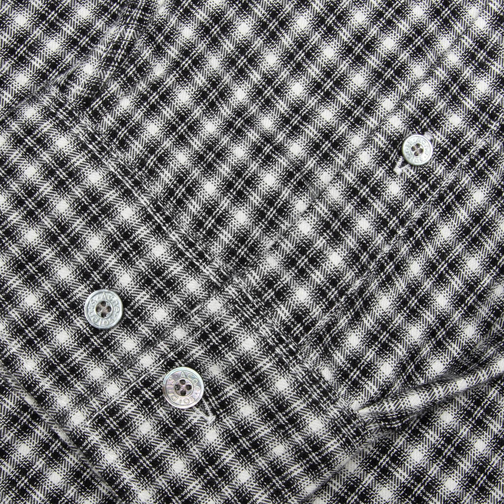 Flannel Button-Up Shirt - Black/White