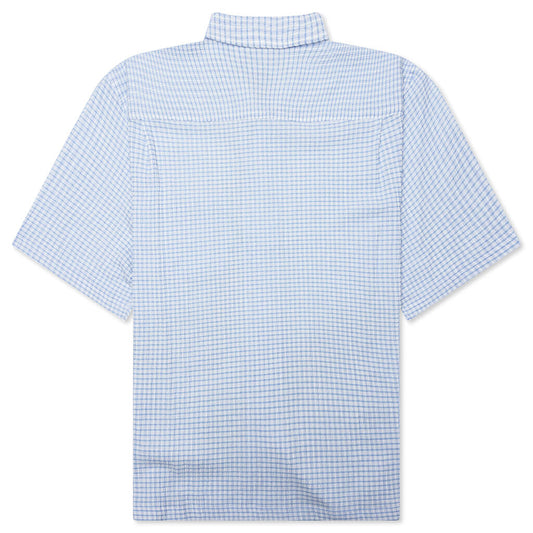 Flat Bottom Crinkled Shirt - Blue Check