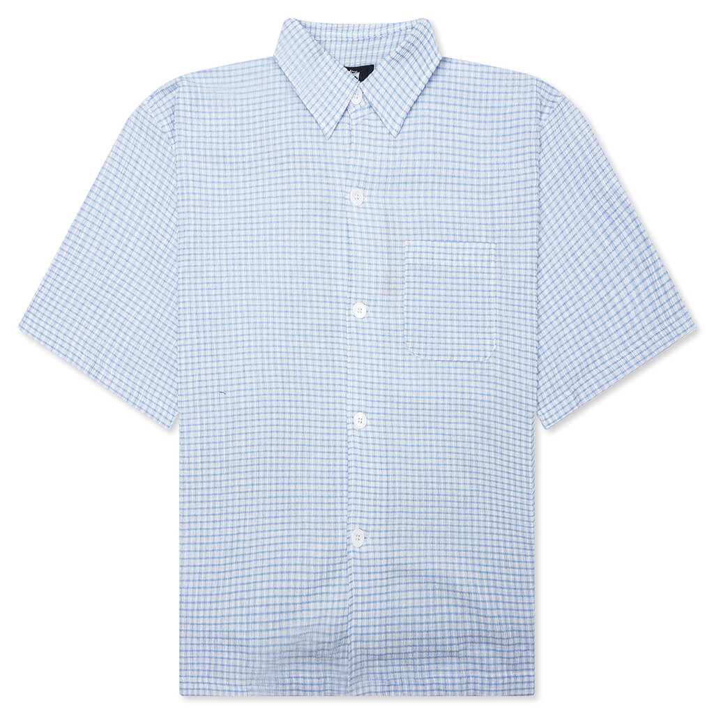 Flat Bottom Crinkled Shirt - Blue Check