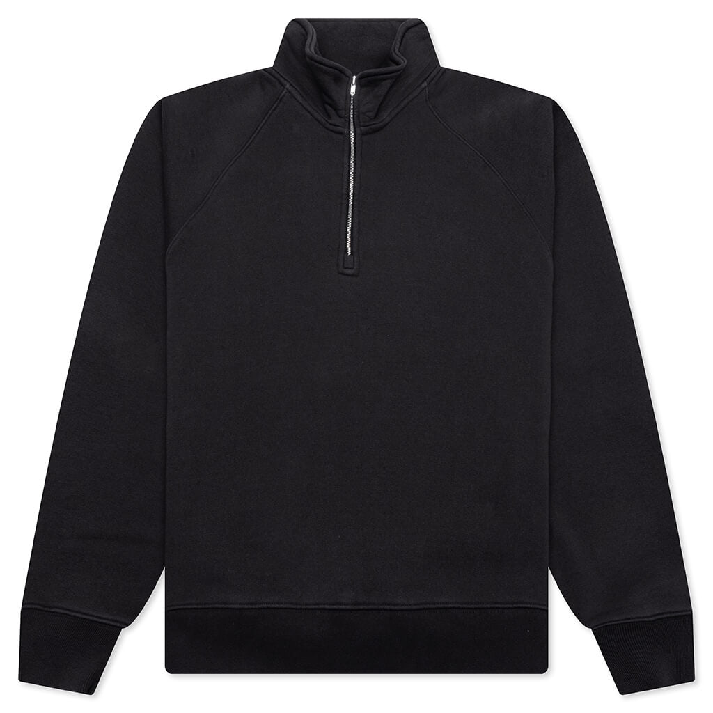 Fleece Raglan Zip Mock - Washed Black