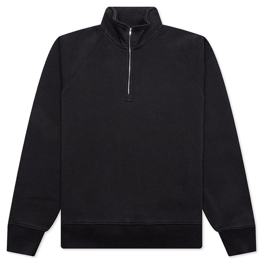 Fleece Raglan Zip Mock - Washed Black