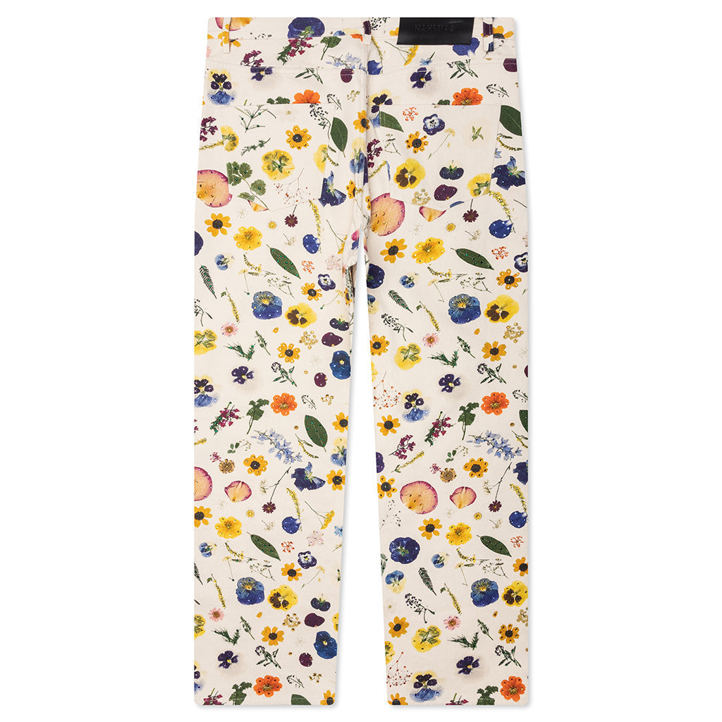Floral Beaded Baggy Jean - Pressed Flower