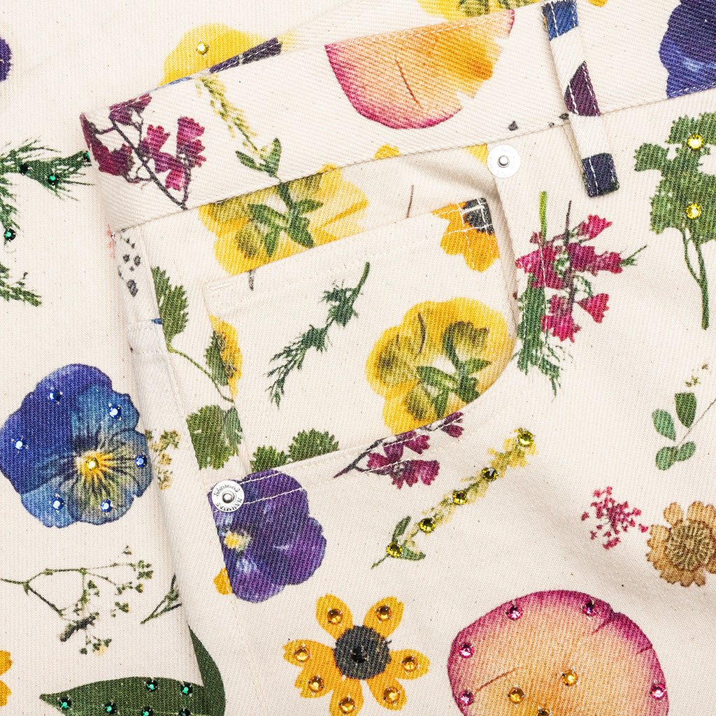 Floral Beaded Baggy Jean - Pressed Flower