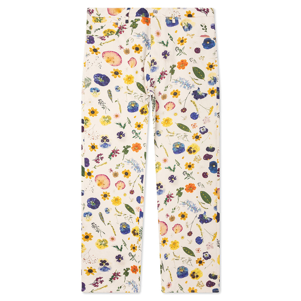 Floral Beaded Baggy Jean - Pressed Flower