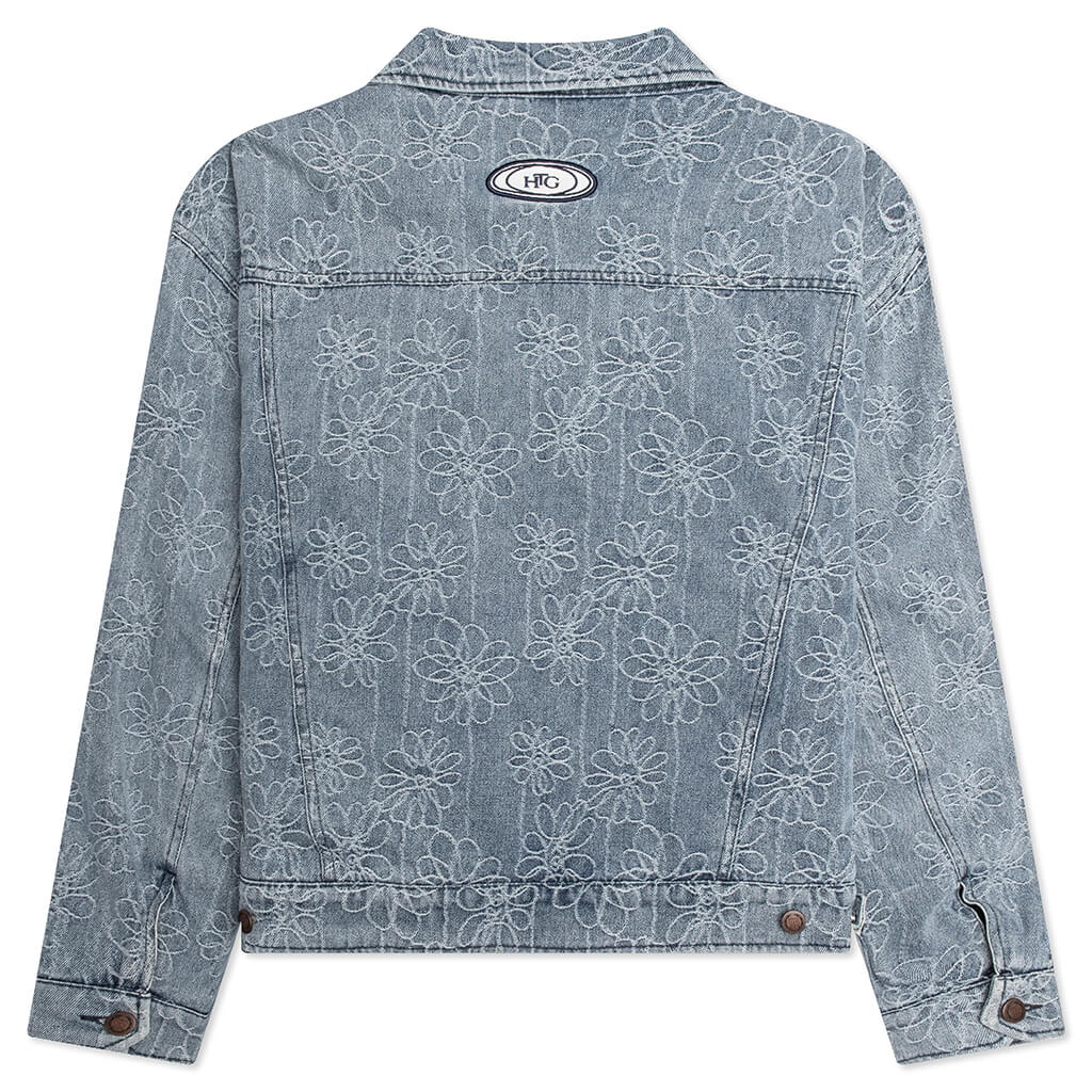 Floral Denim Jacket - Light Indigo