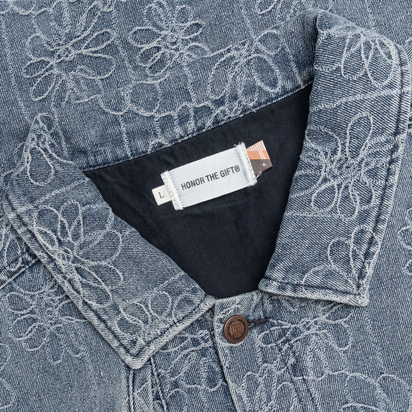 Floral Denim Jacket - Light Indigo