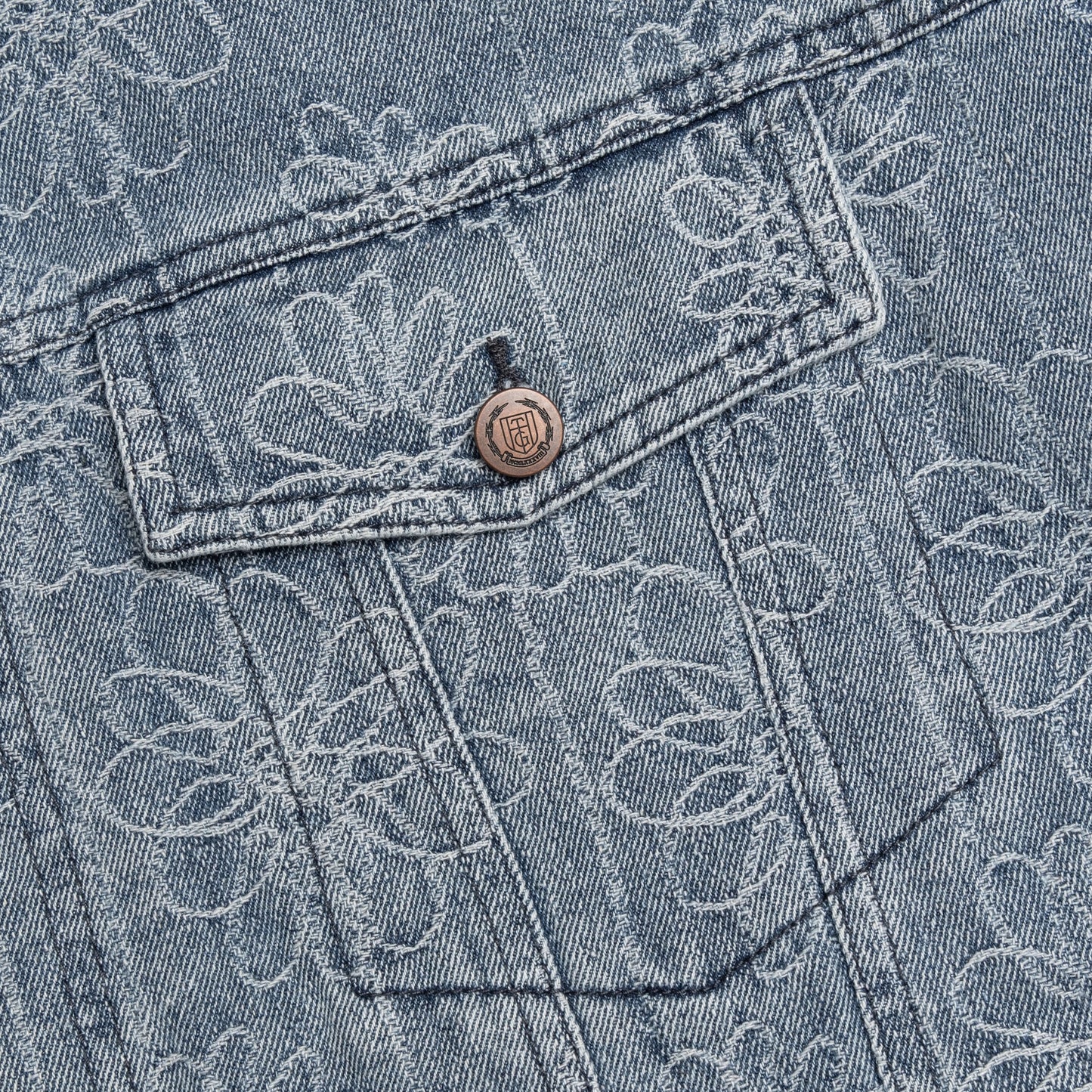 Floral Denim Jacket - Light Indigo