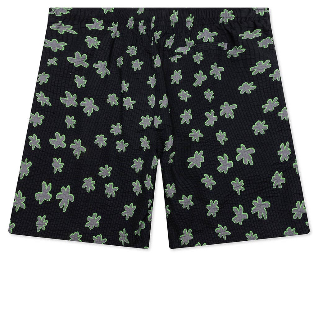 Floral Seersucker Shorts - Black