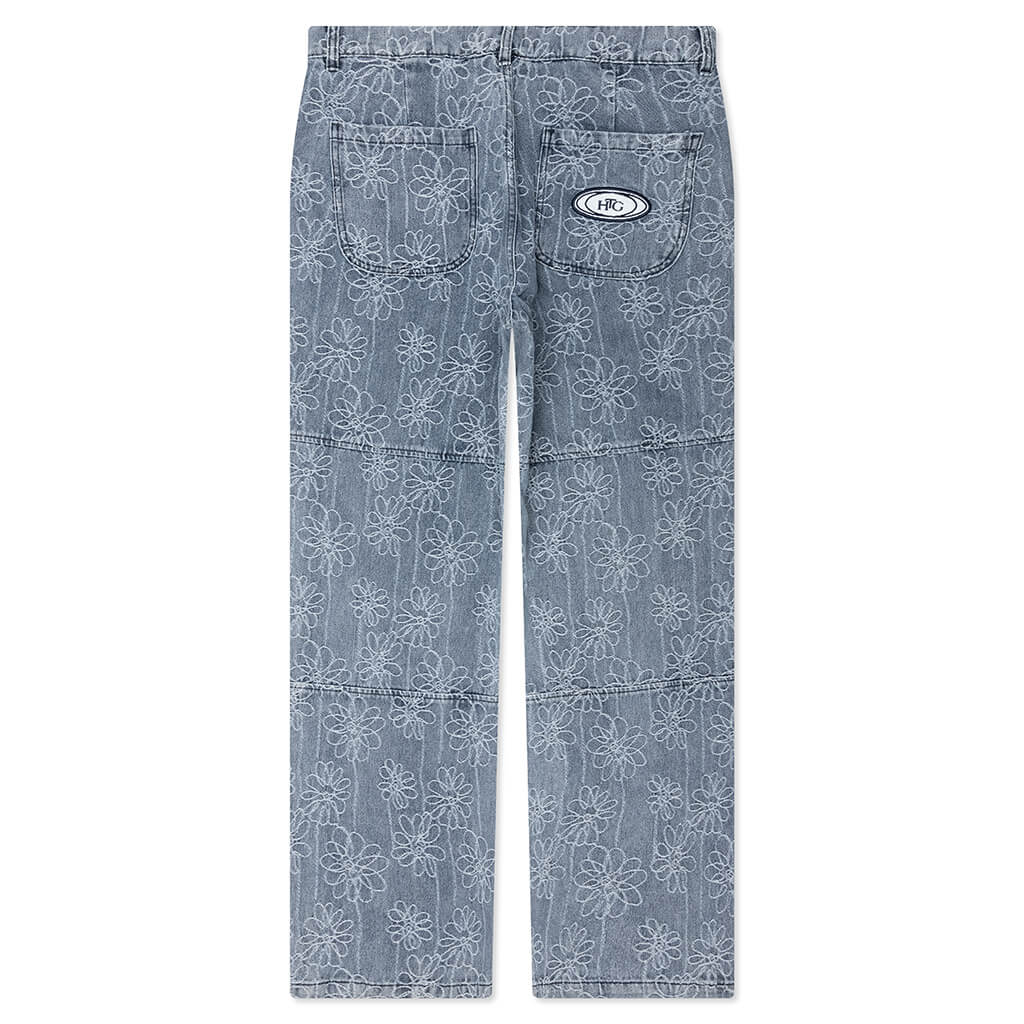 Flower Denim Pant - Light Indigo