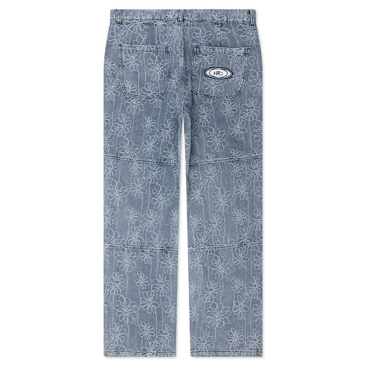 Flower Denim Pant - Light Indigo