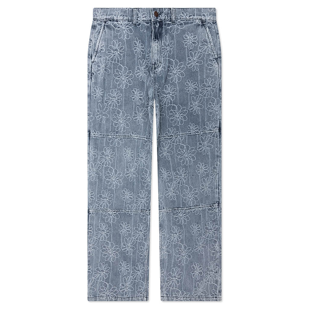 Flower Denim Pant - Light Indigo