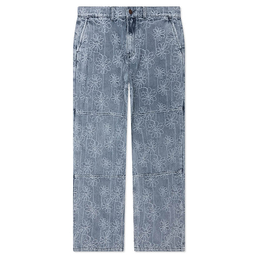 Flower Denim Pant - Light Indigo