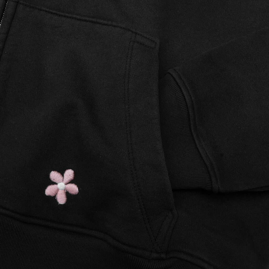 Flower Groms Zip-Up Hoodie - Aged Black