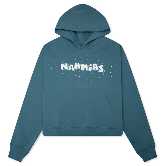 Flower Trip Crystal Hoodie - Steel Blue