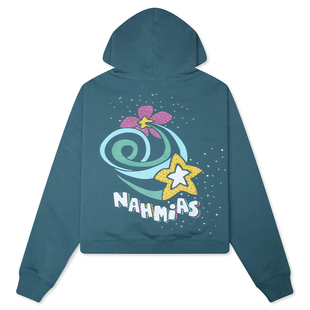 Flower Trip Crystal Hoodie - Steel Blue