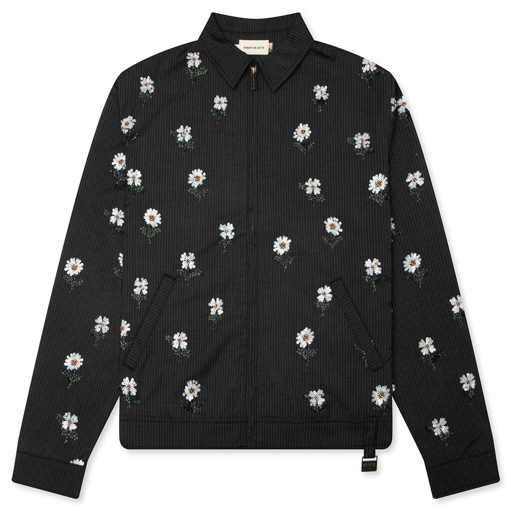 Flowers Beaded Jacket - Black