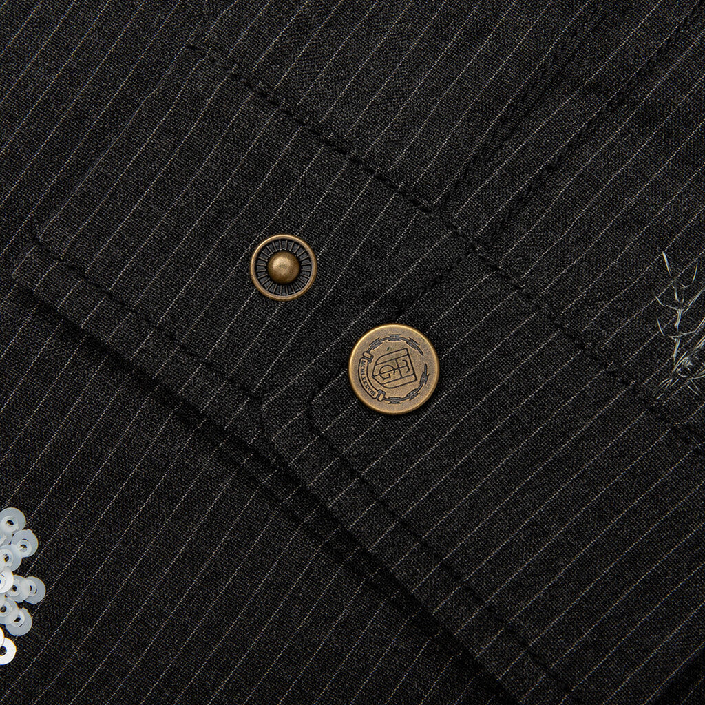 Flowers Beaded Jacket - Black