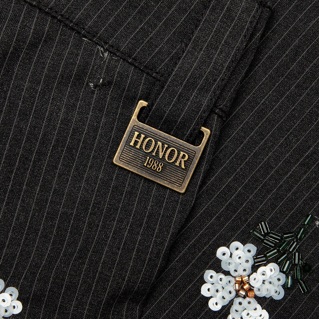 Flowers Beaded Pant - Black