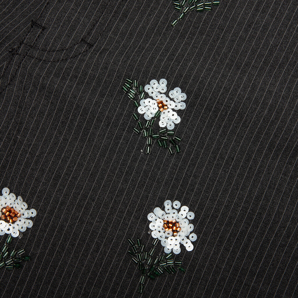 Flowers Beaded Pant - Black