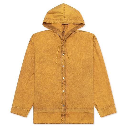 Garment Dyed Hooded Button Up Shirt Fn-Mn-Shir000861 - Yellow/Brown