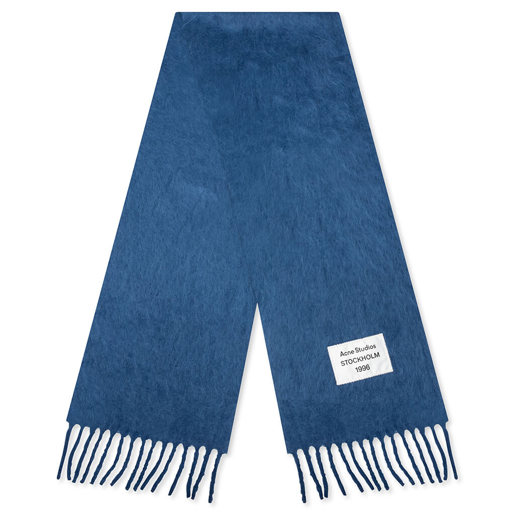 Fringe Alpaca Scarf - Denim Blue