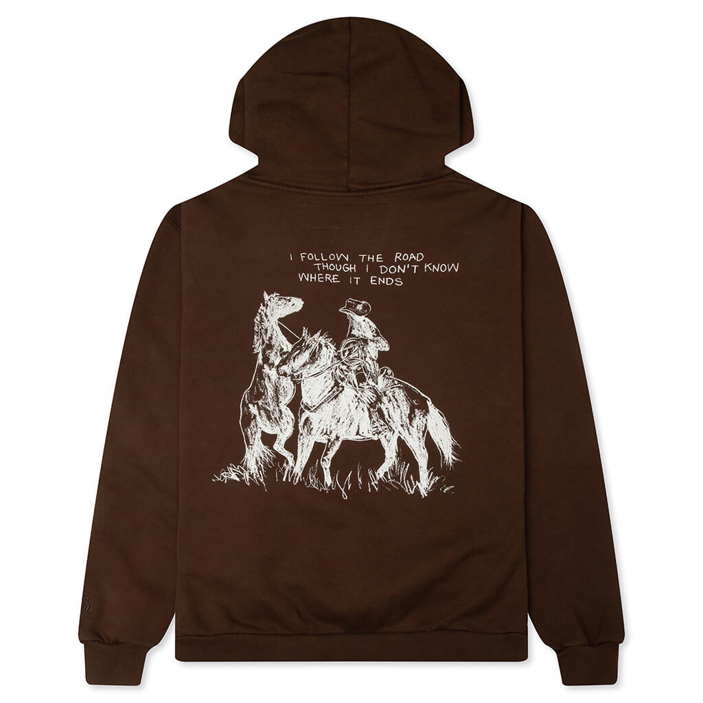 Follow The Road Pullover Hoodie - Dark Brown