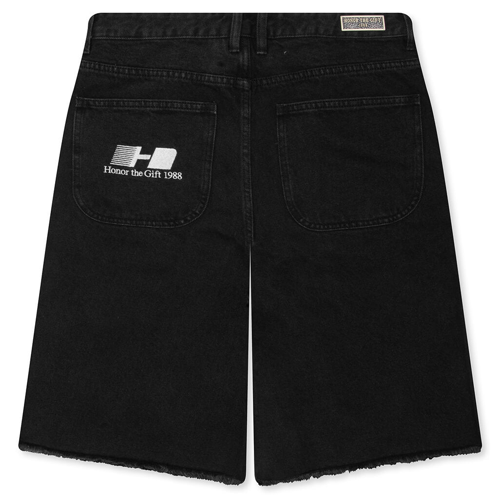 Frayed Edge 11" Denim Bermudas - Black