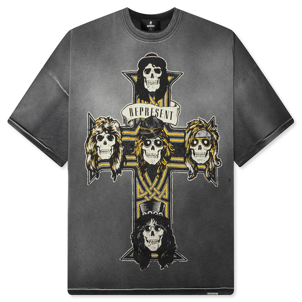 Represent x Guns N' Roses Cross T-Shirt - Stained Black
