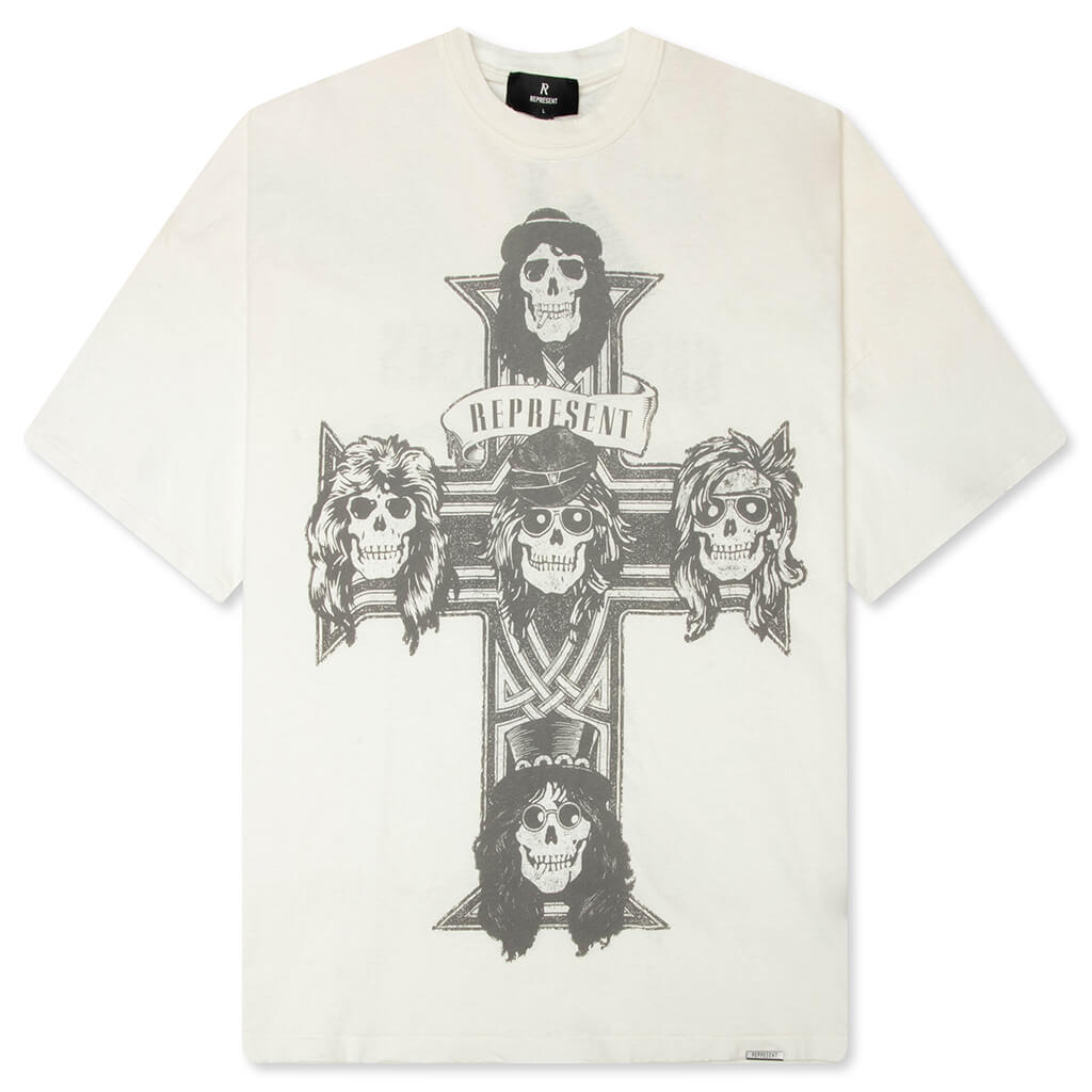 Represent x Guns N' Roses Cross T-Shirt - Washed Ecru