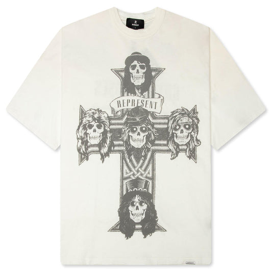Represent x Guns N' Roses Cross T-Shirt - Washed Ecru
