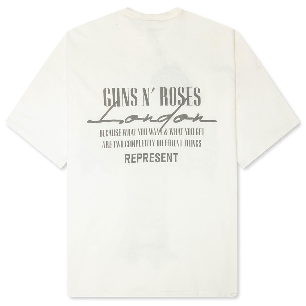 Represent x Guns N' Roses Cross T-Shirt - Washed Ecru
