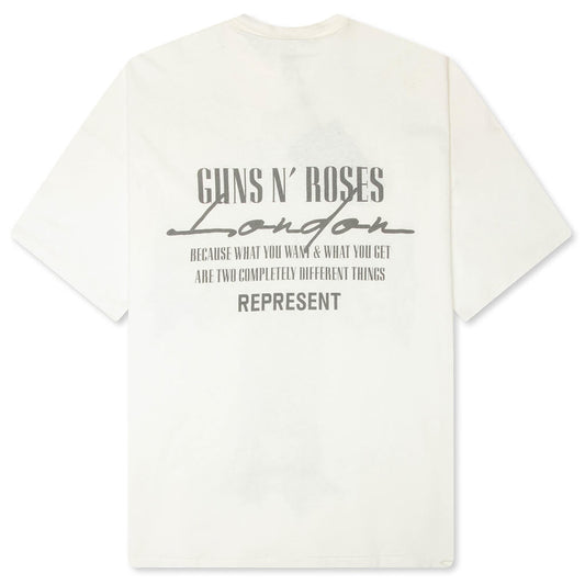 Represent x Guns N' Roses Cross T-Shirt - Washed Ecru
