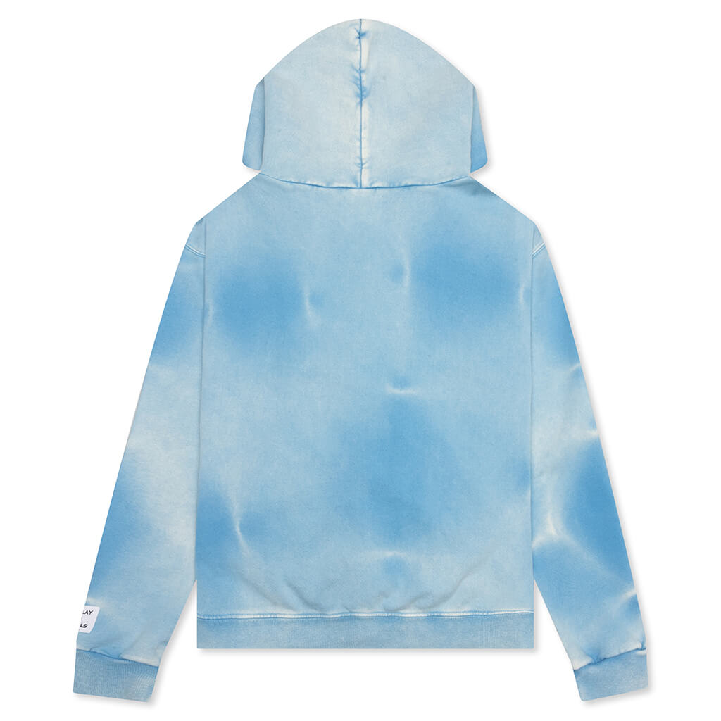Sun Faded English Zip Hoodie - Blue