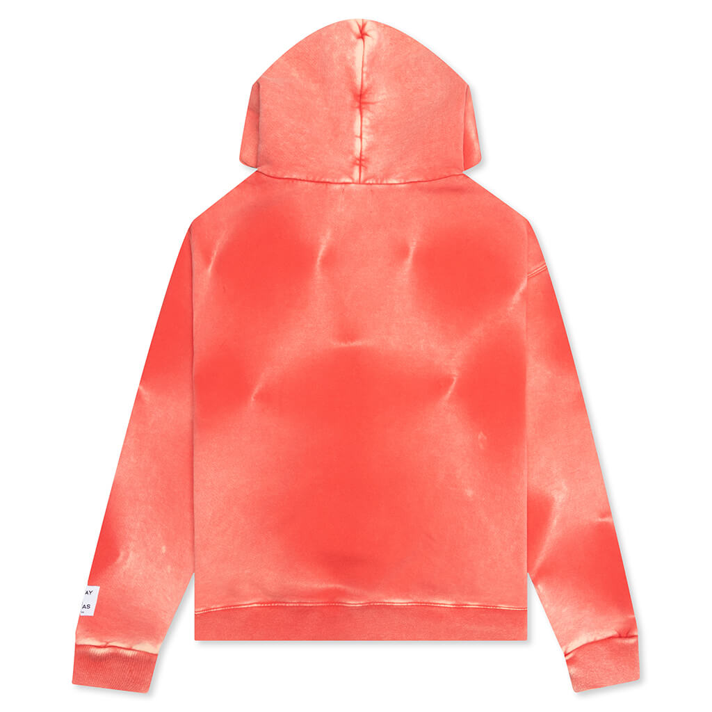 Sun Faded English Zip Hoodie - Red