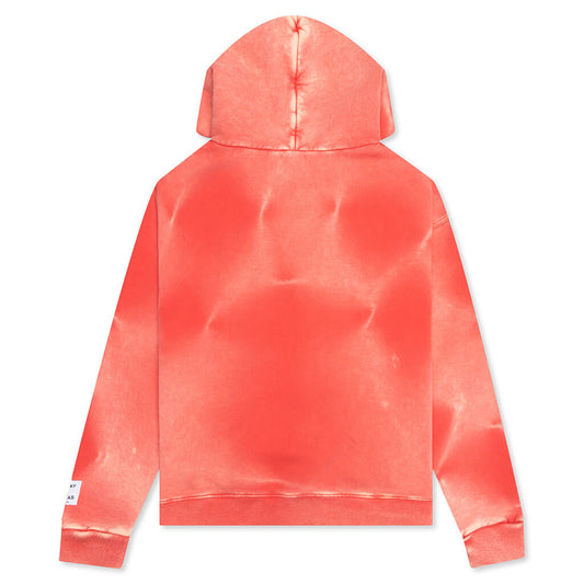 Sun Faded English Zip Hoodie - Red