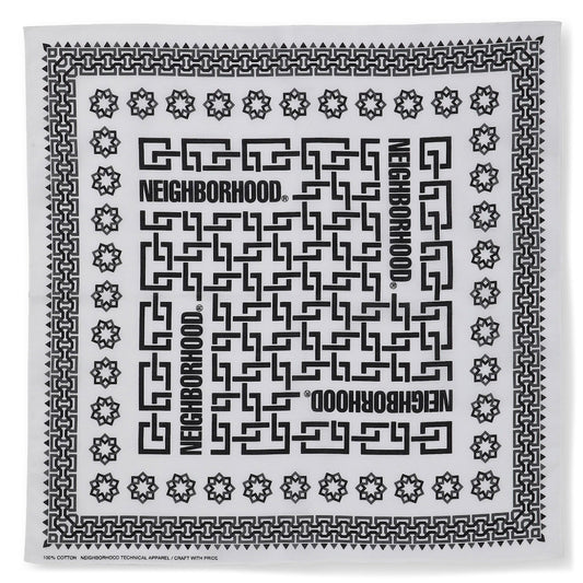 Geometric Pattern Bandana - White