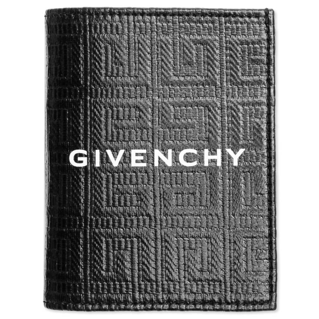 4G Canvas and Leather Card Holder 6cc - Black