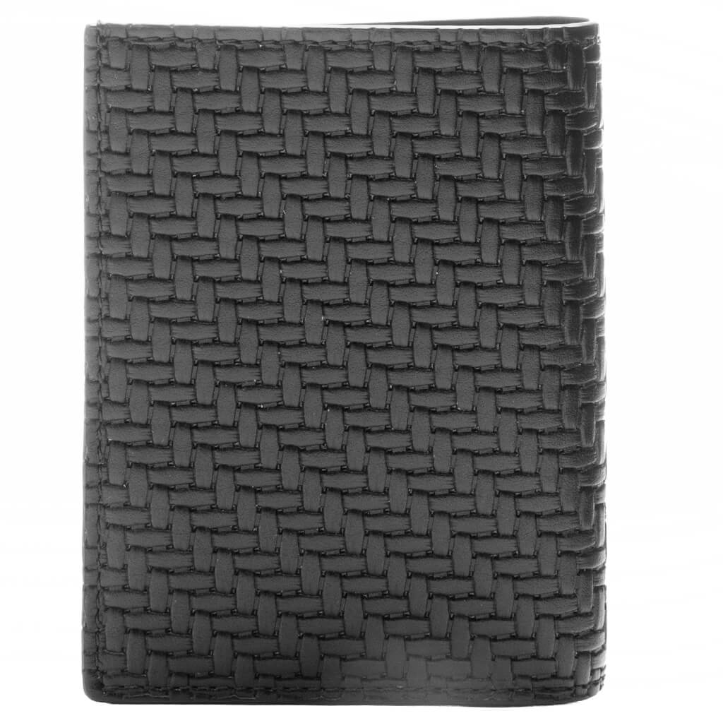 Braided Effect Leather Card Holder - Black