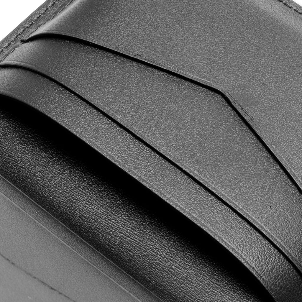 Braided Effect Leather Card Holder - Black